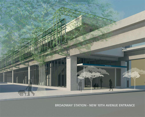 The new entrance planned for the 10th Avenue side of Broadway (click for larger)