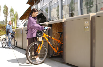 Bike lockers at Rupert station