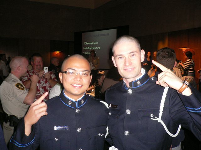 Transit police officers Cst. Keith Grace and Bernard Florido had their heads shaved for charity this weekend.