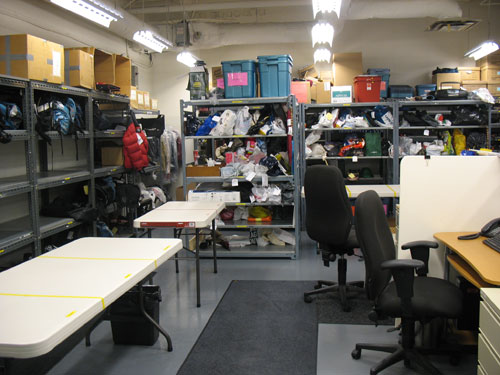 The main storage room where lost property items are kept. As you can see, they dont have a lot of room.