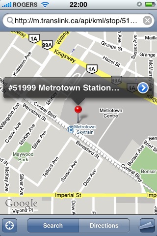 The updated iPhone app features Google Maps integration!