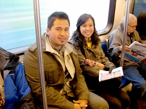 Stephen and Crystal, two UCLA students studying Vancouver and its transportation system.