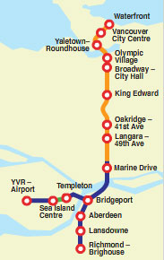 The Canada Line route map.
