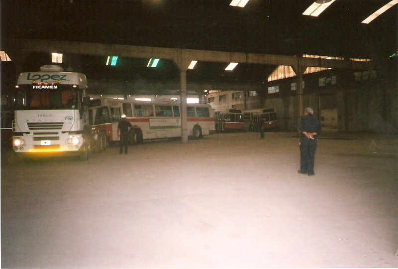 The trolley being towed into position in the Guaymallen depot (Guaymallen is a neighbourhood in Mendoza).