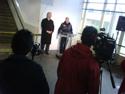 Doug Kelsey and Ward Clapham at the press conference, held at Broadway Station today.