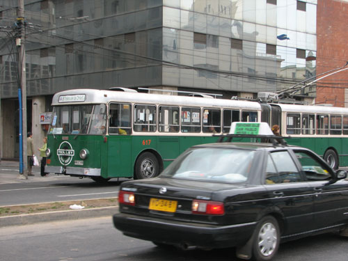 A trolley in Valparaiso, Chile.
