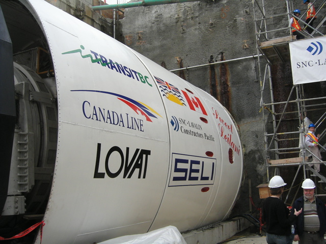 The dedication ceremony for Sweet Leilani, the Tunnel Boring Machine used to tunnel under False Creek and Downtown Vancouver. 