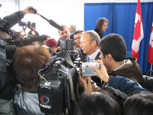 Minister Day gets mobbed by the media!