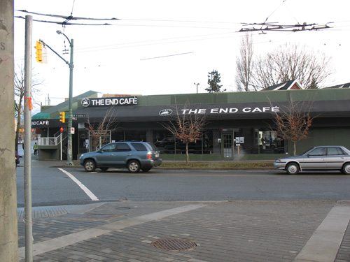 Here's what the End Cafe looks like, as you approach it from Commercial Drive Station.