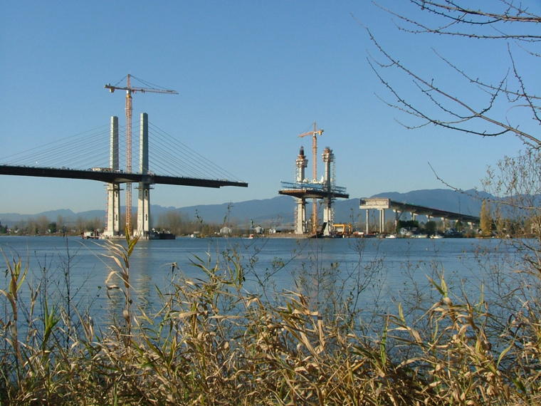 The Golden Ears Bridge, in mid-construction. The bridge will be in one piece when you go out to celebrate in June!