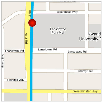 A map of the Lansdowne Station location in Richmond.
