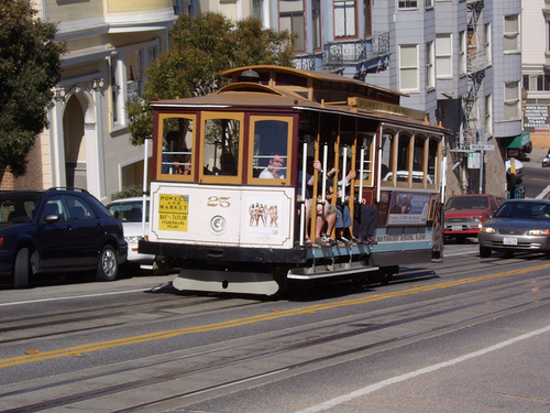 A trolley car in San Francisco. Photo by <a href=http://www.flickr.com/photos/23856328@N02/2272422620/>Dave Alter</a>.