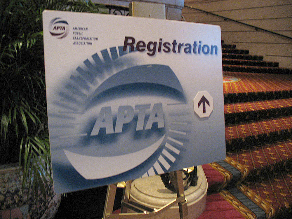 The APTA rail conference registration sign in the Chicago Hilton. I’m currently in the registration room, promoting Vancouver’s 2010 conference to other transit agencies and industry folks!