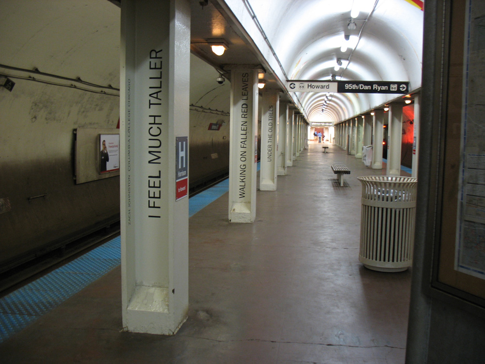 The poetry in Harrison Station is written on the station poles!