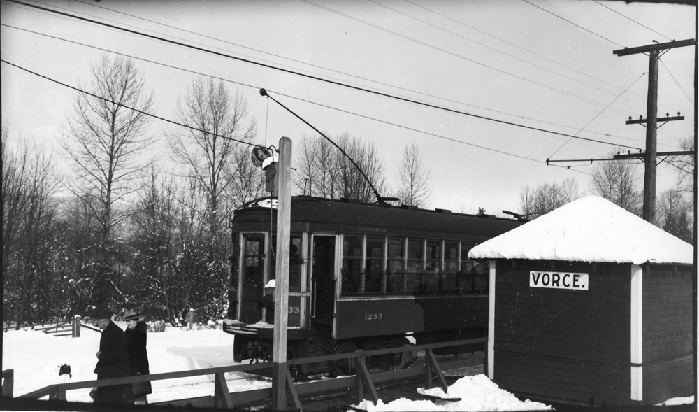 Vorce Station on the Burnaby Lake Line in the 1940s. Courtesy of the <a href=http://www.burnabyvillagemuseum.ca>Burnaby Village Museum</a>.