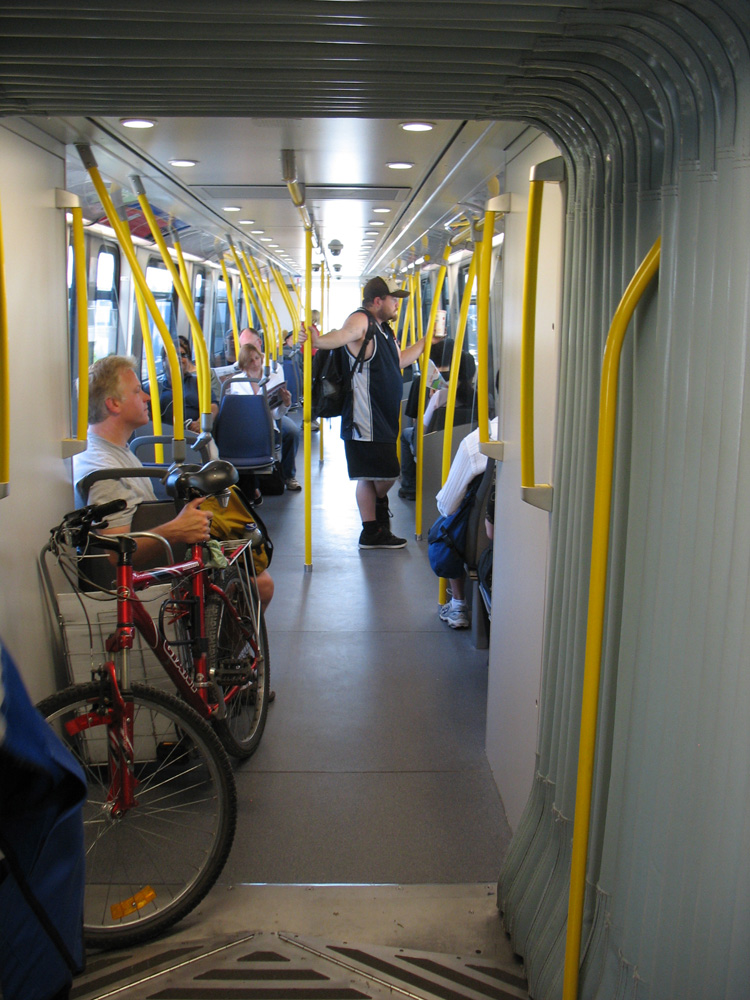 A cyclist brought his bike on board! The new configuration allows much more room for bikes.