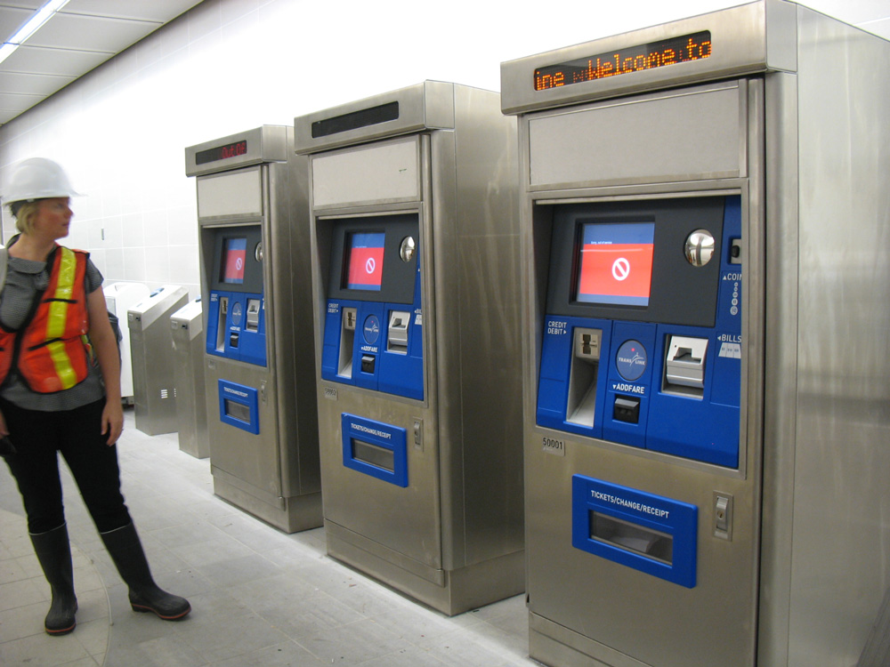 Ticket vending machines at Canada Line's Waterfront Station.