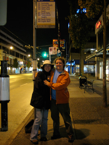 Mike and Annie in front of the 351 sign on Broadway and Granville.