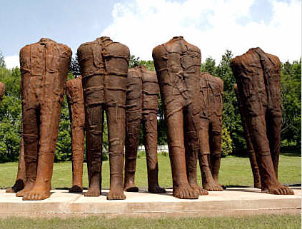 <i>Walking Figures</i> by Magdalena Abakanowicz, one of the Vancouver Biennale sculptures to see on the Bikennale tour. (Photo from the <a href=http://www.vancouverbiennale.com/>Vancouver Biennale</a>.)