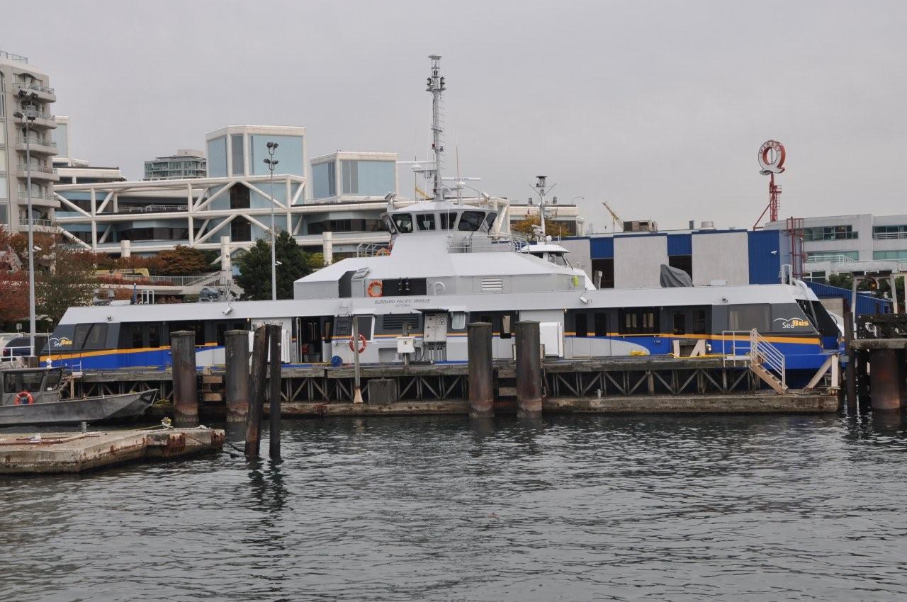 The new SeaBus, docked at the north terminal. Photo by Terry Muirhead.