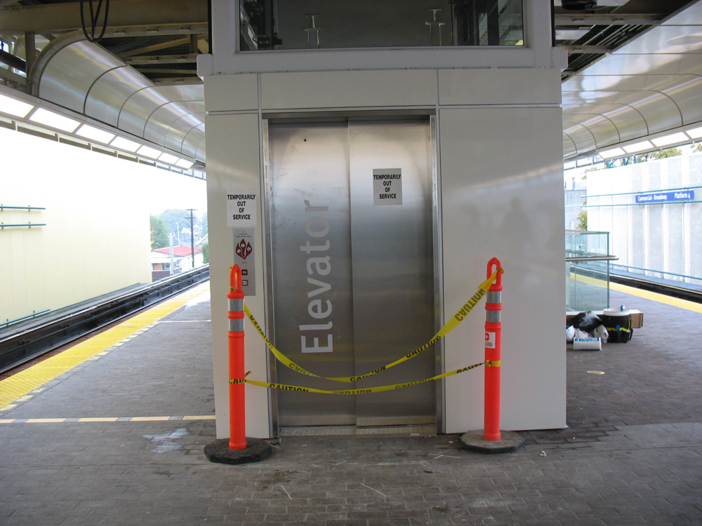The new elevator for platforms 3 & 4 at Commercial-Broadway Station. 