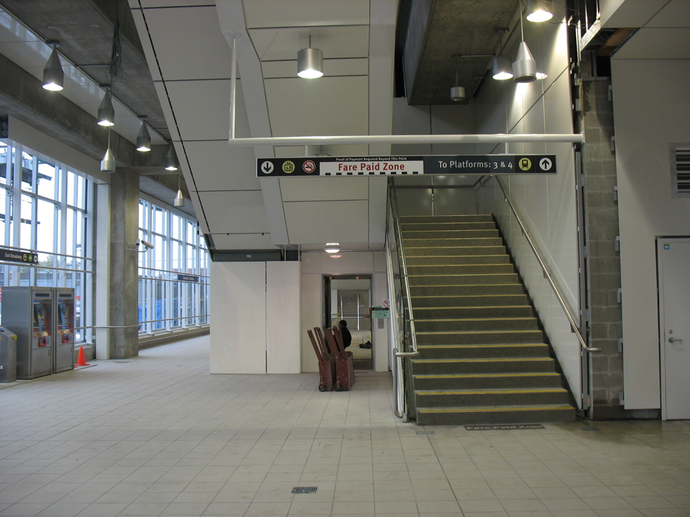 The new stairs and elevator in the 10th Avenue entrance.