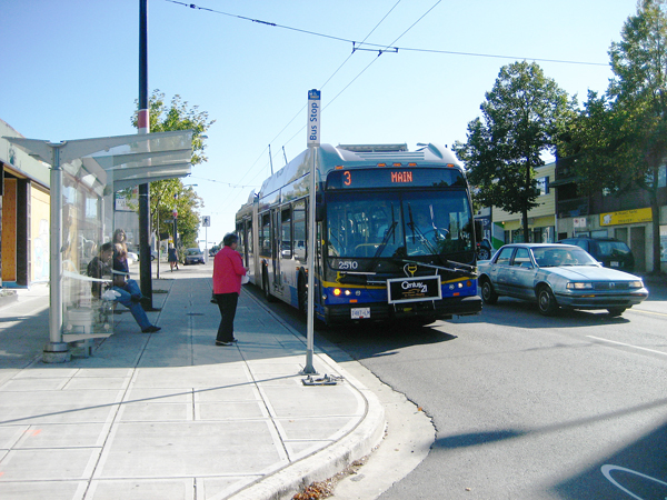 The installation of bus bulges created new sidewalk space, allowing us to install 25 new bus shelters along Main Street.