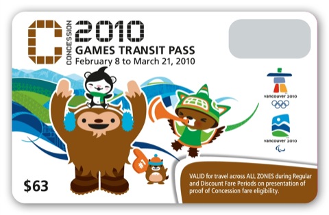 The Concession Olympic FareCard. Hello mascots!