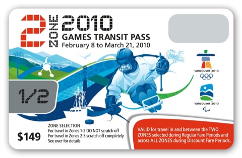 The two-zone Olympic FareCard.