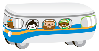 The Olympic mascots ride transit! They're part of our ad campaign encouraging people to explore travel options for the Olympics.