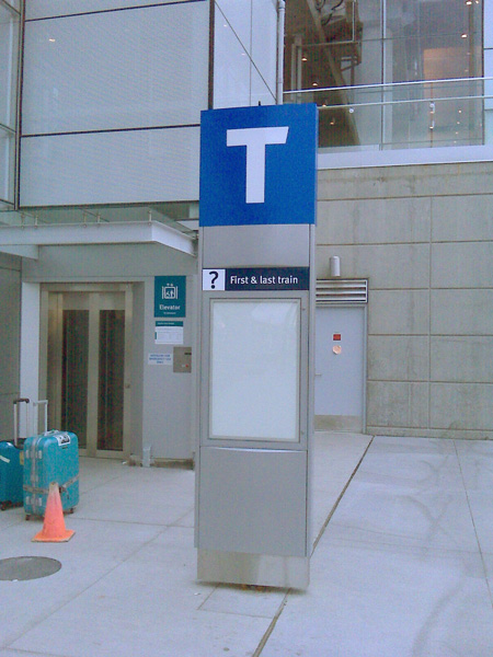 One of the new station markers installed at Marine Drive Station.
