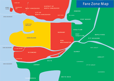 Fare zones in Metro Vancouver. Click for a larger image.