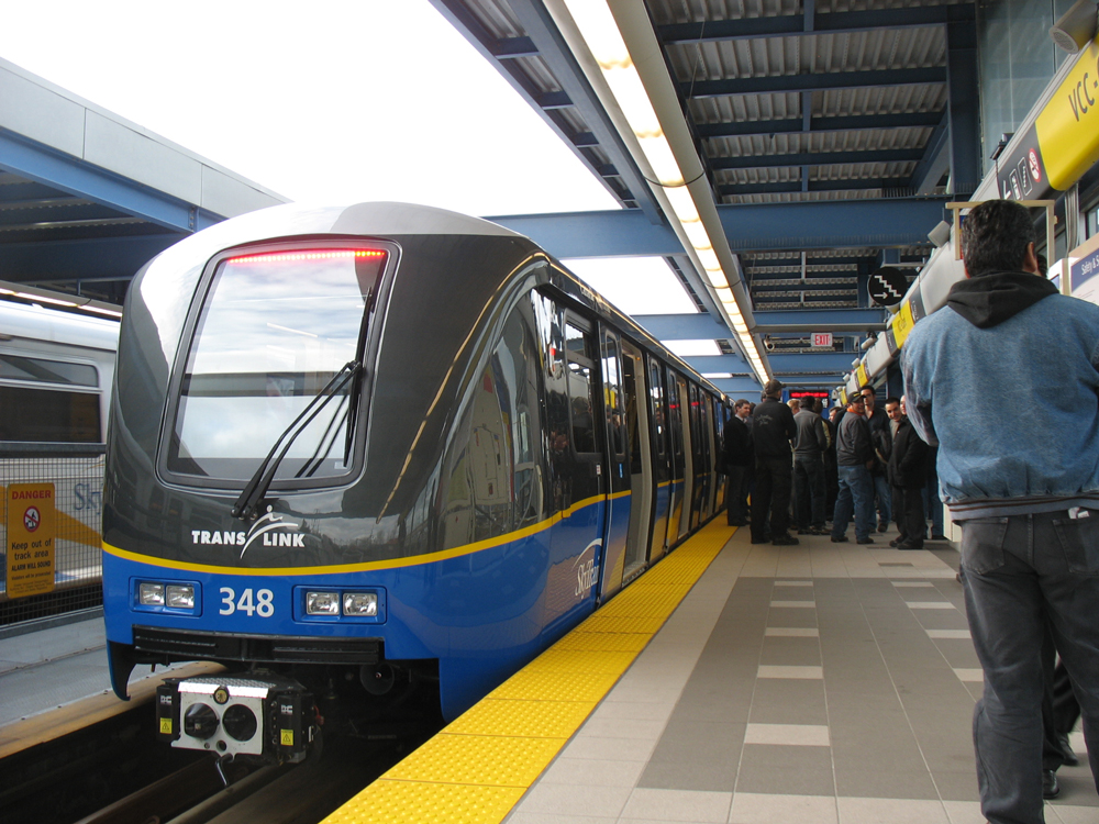 Car 348! The other half is car 347. This is the last car to arrive in our order of 48 new SkyTrain cars from Bombardier.