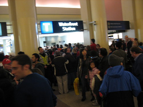 Waterfront Station, filled with people!
