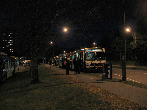 And one picture of the extra shuttle buses at the edge of the loop, waiting to be deployed :)