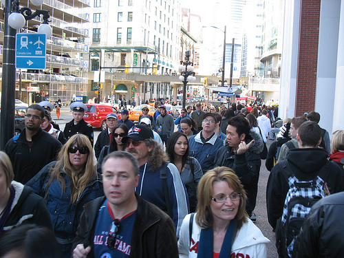 The crowds wandering by Waterfront Station at around 3 p.m. on Wednesday, February 17.