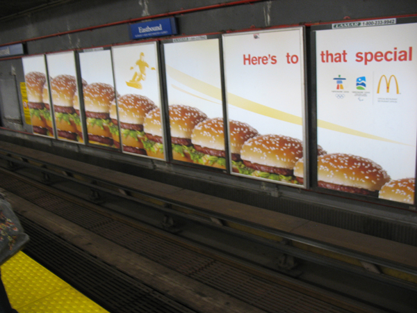 McDonalds ads at Burrard Station.