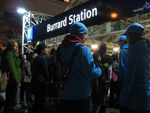 When I showed up at Burrard Station, there was a lineup! The transit hosts were just trying to figure out where to put everyone.