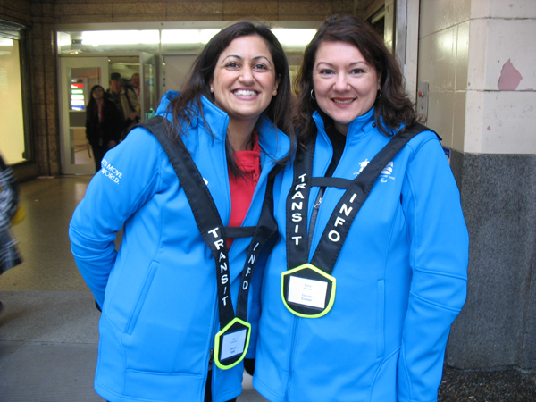 Bal and Sofia, the Granville Station transit hosts during the afternoon.
