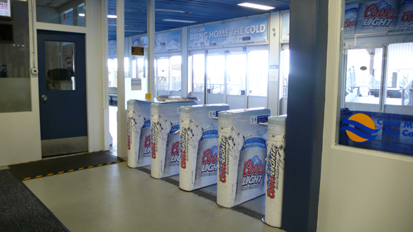 Coors Light ads in the north SeaBus terminal at Lonsdale Quay.