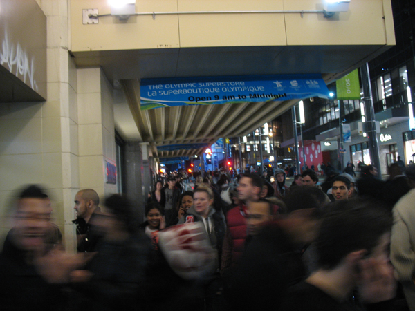 The rush of people headed into Granville Station at about 10 p.m.