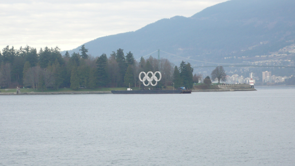 Olympic rings in Burrard Inlet.