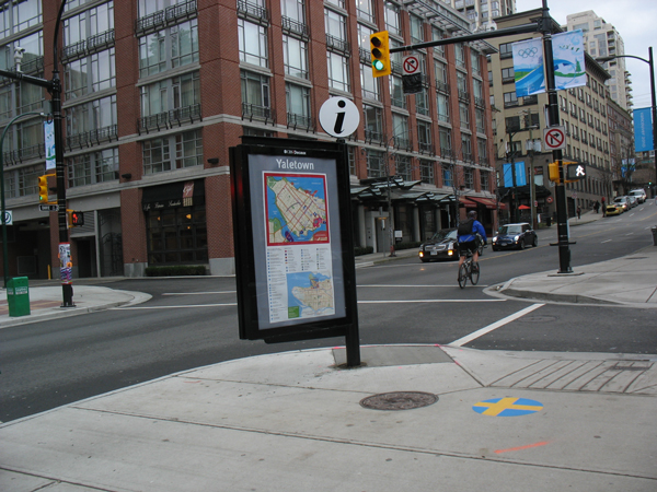 Informational signage on the street outside Yaletown-Roundhouse.