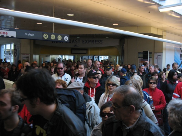 West Coast Express unloaded about 2,000 people into Waterfront Station from its 12:30 p.m. train on Friday, February 19.