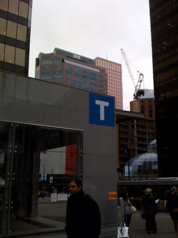 Another picture of T signage at Vancouver City Centre.