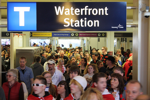 The West Coast Express drops 3,000 passengers into Waterfront Station on Saturday, Feb. 20. Photo by Carol Evans.