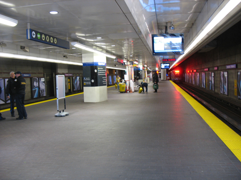Expo & Millennium Line platform at Waterfront Station, 12 p.m., Monday March 1.