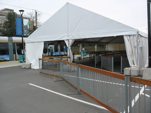 The Olympic Line lineup tent.