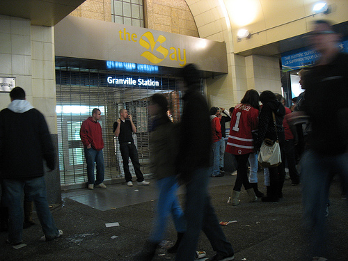 Granville Station had its grille closed for queue management.