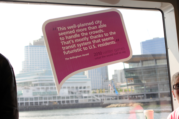 Signs were up all over the SeaBus.